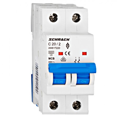 Întreruptor automat modular (MCB) AMPARO 6kA, C 20A, 2-poli